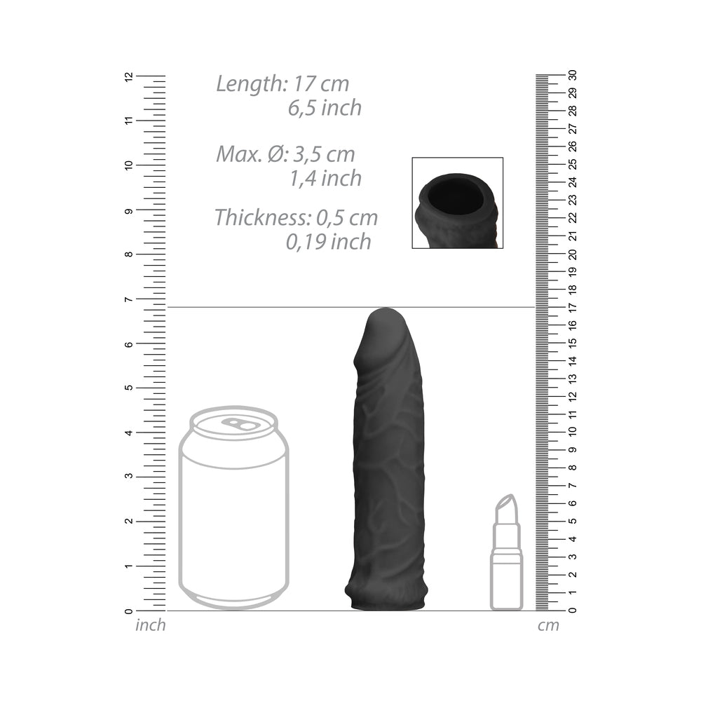 RealRock Skin 6 in. Penis Extender Sleeve Black