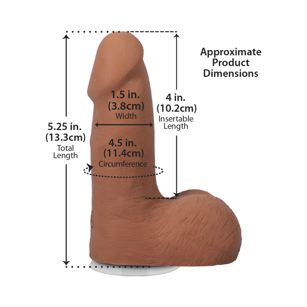 The Realistic Cock 5 in. ULTRASKYN Vac-U-Lock Dildo with Balls Caramel