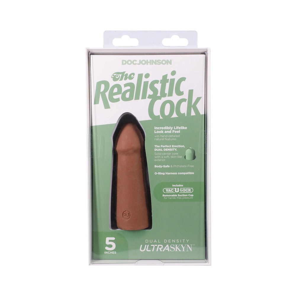 The Realistic Cock 5 in. ULTRASKYN Vac-U-Lock Dildo Caramel