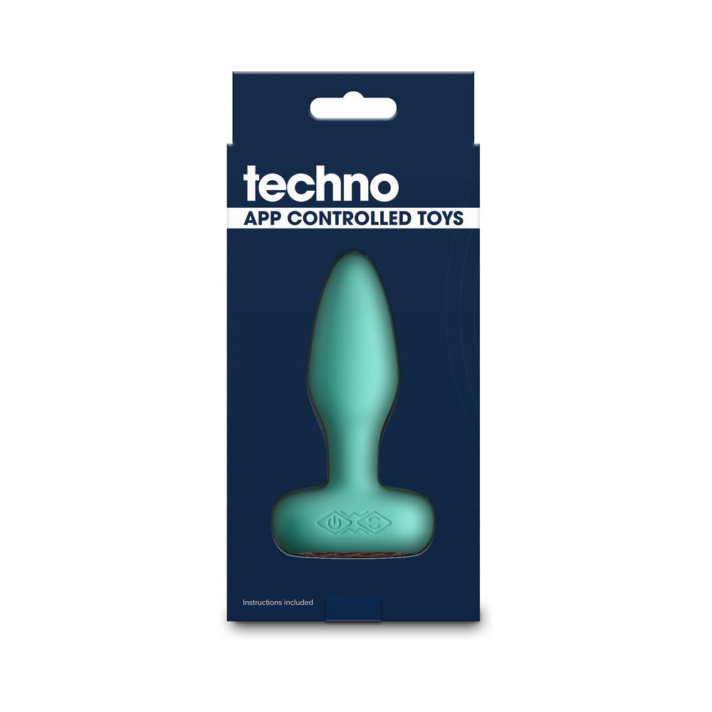 Techno Prism App-controlled Vibrating and Rotating Plug Teal