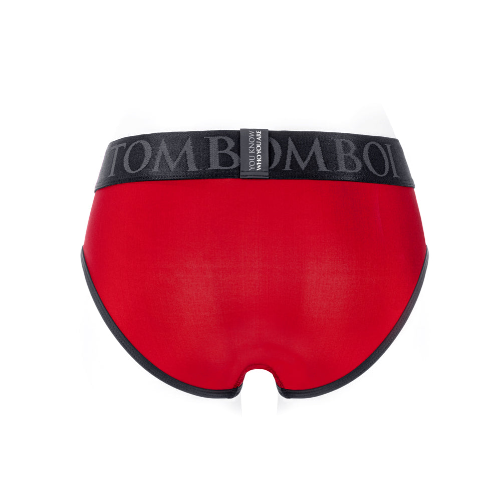 SpareParts Tomboi Cover Brief Style Underwear Harness Nylon Red/Black XXS