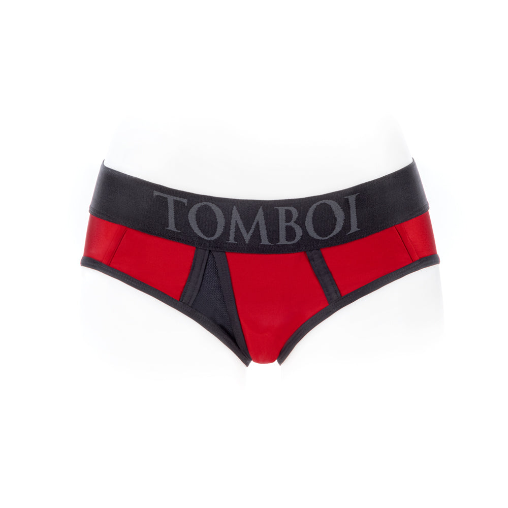 SpareParts Tomboi Cover Brief Style Underwear Harness Nylon Red/Black M