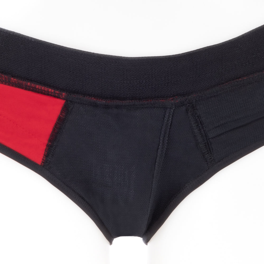 SpareParts Tomboi Cover Brief Style Underwear Harness Nylon Red/Black XL