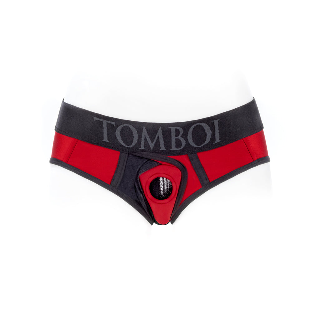 SpareParts Tomboi Cover Brief Style Underwear Harness Nylon Red/Black 4XL