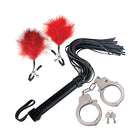 Bondage by Nasstoys Whip, Feather and Cuffs Red