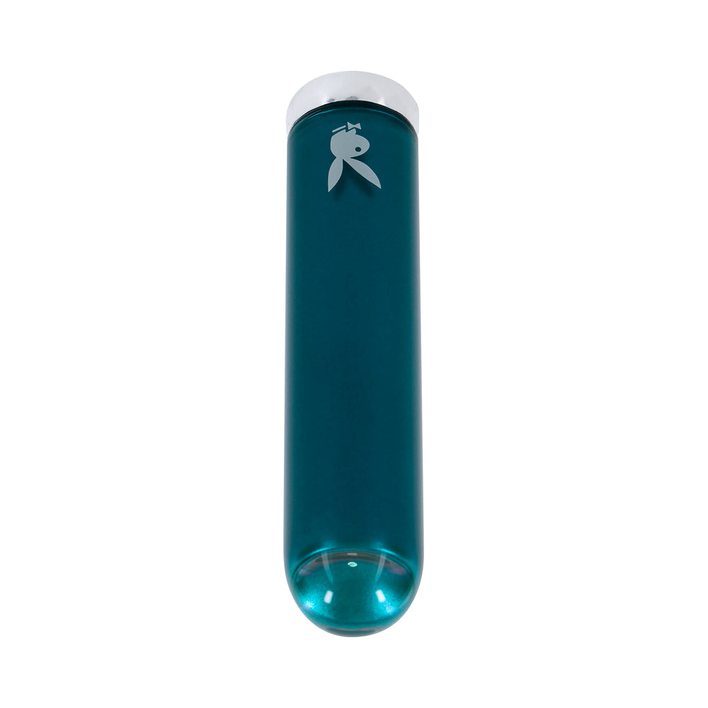 Playboy Emerald Rechargeable Vibrating Glass Mini Vibe Deep Teal