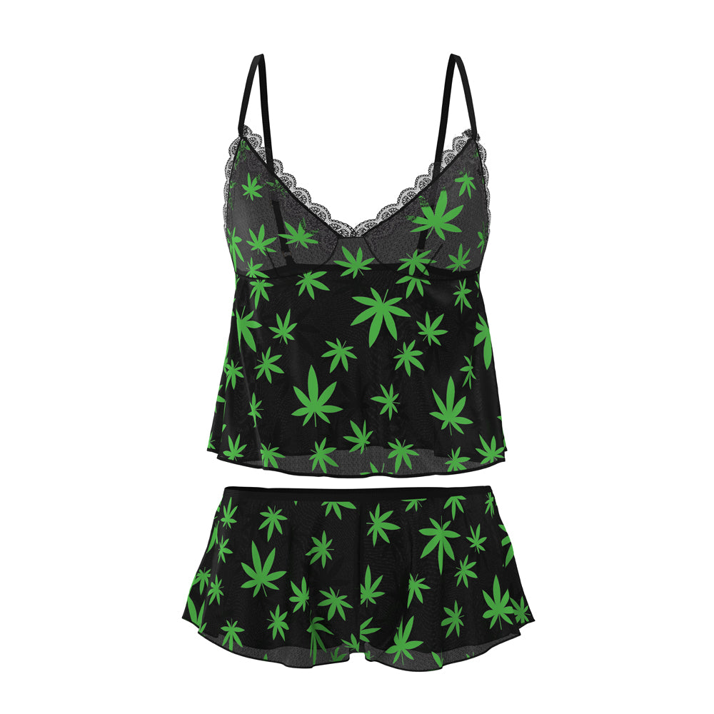 Magic Silk Hazy Dayz Cami & Short Set Pot Leaf L/XL