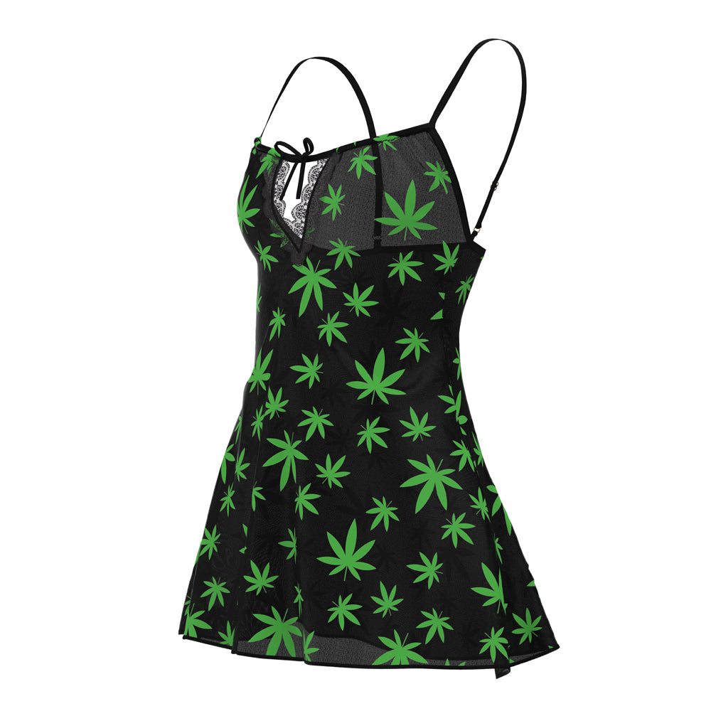 Magic Silk Hazy Dayz Dress & G-String Set Pot Leaf S/M