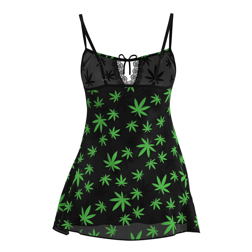 Magic Silk Hazy Dayz Dress & G-String Set Pot Leaf S/M
