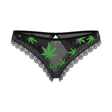 Magic Silk Hazy Dayz Crotchless Panty with Open Back Pot Leaf S/M