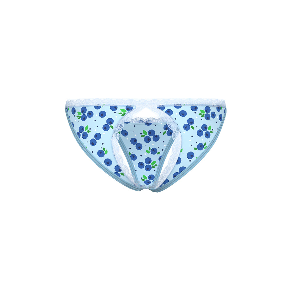 Magic Silk Sweet Treats Split Back & Crotchless Panty with Lube Blueberry L/XL