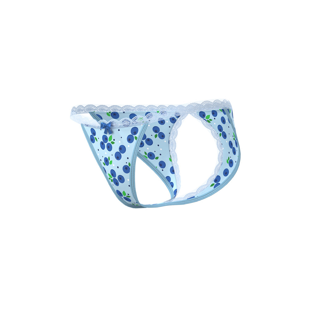 Magic Silk Sweet Treats Split Back & Crotchless Panty with Lube Blueberry Queen Size