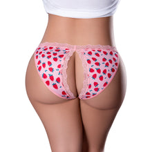 Magic Silk Sweet Treats Split Back & Crotchless Panty with Lube Strawberry Queen Size