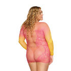 Dreamgirl Versatile Butterfly Fishnet Bodystocking Watermelon Mimosa Queen Size