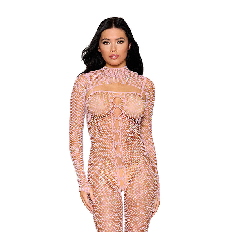 Dreamgirl Fishnet Bodystocking and Shrug Rose Quartz O/S