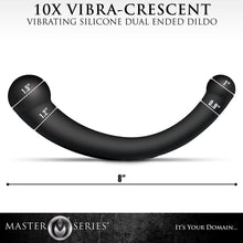 Master Series 10X Vibra-Crescent Vibrating Silicone Dual Ended Dildo Black