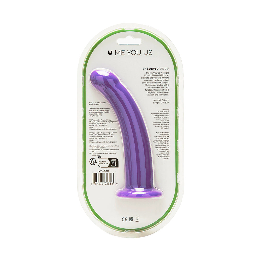 Me You Us 7 in. Curved Silicone Dildo Purple