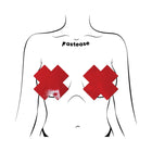 Pastease Faux Latex Pleather Vinyl Red Full Breast Covers Support Tape