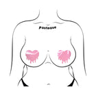 Pastease Faux Latex Pleather Vinyl Baby Pink Melty Heart Nipple Pasties