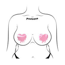 Pastease Faux Latex Pleather Vinyl Baby Pink Melty Heart Nipple Pasties