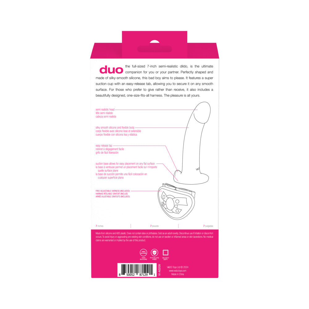 VeDO Duo Silicone Dildo (Non-Vibrating) with Harness Pink/Purple