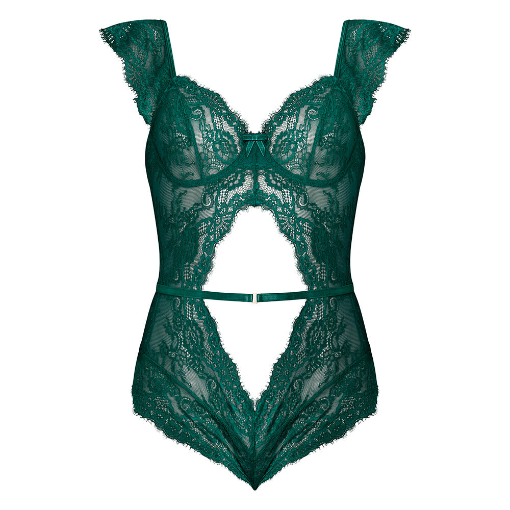 Magic Silk Evermore Cutout Romper Emerald S/M