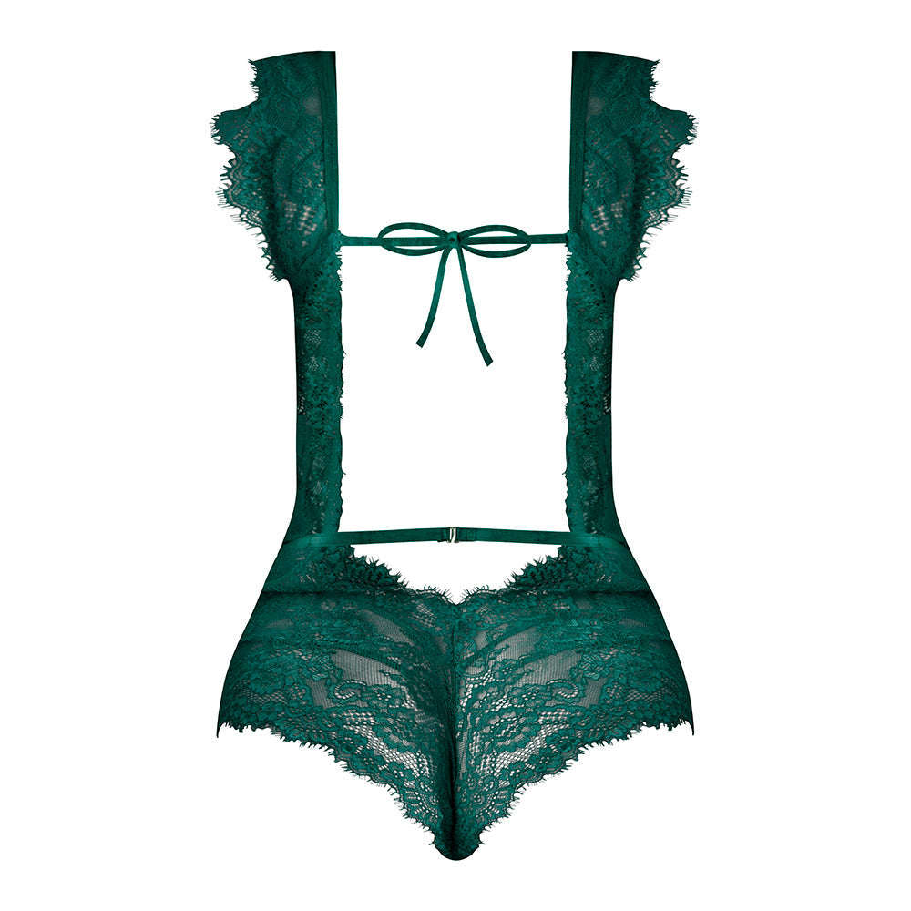 Magic Silk Evermore Cutout Romper Emerald Queen Size
