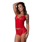 Magic Silk Sugar High Plunge Bustier & Boy Short Set Red S/M