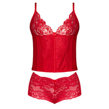 Magic Silk Sugar High Plunge Bustier & Boy Short Set Red S/M