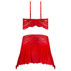 Magic Silk Sugar High Bralette, Cincher Skirt & Thong Set Red L/XL