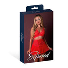 Magic Silk Sugar High Bralette, Cincher Skirt & Thong Set Red L/XL