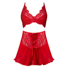 Magic Silk Sugar High Bralette, Cincher Skirt & Thong Set Red Queen Size