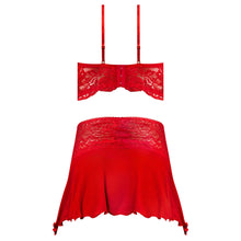 Magic Silk Sugar High Bralette, Cincher Skirt & Thong Set Red Queen Size
