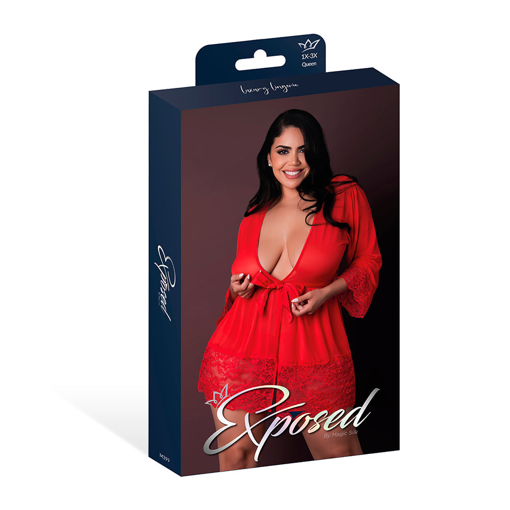 Magic Silk Sugar High 3/4 Sleeve Robe Red Queen Size
