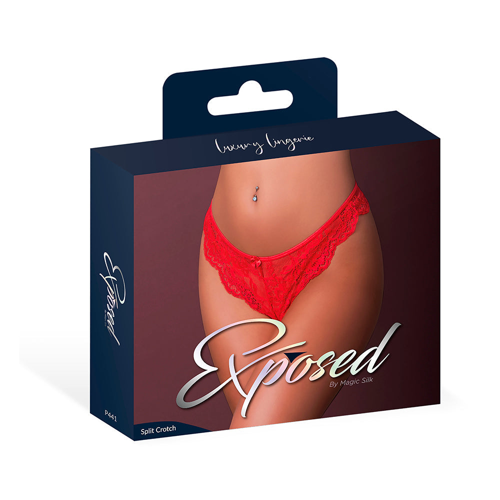 Magic Silk Sugar High Split Crotch Panty Red S/M