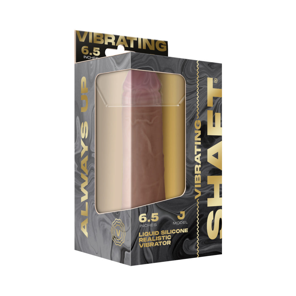 Shaft Vibrating Model J: 6.5 in. Dual Density Silicone Dildo Pine