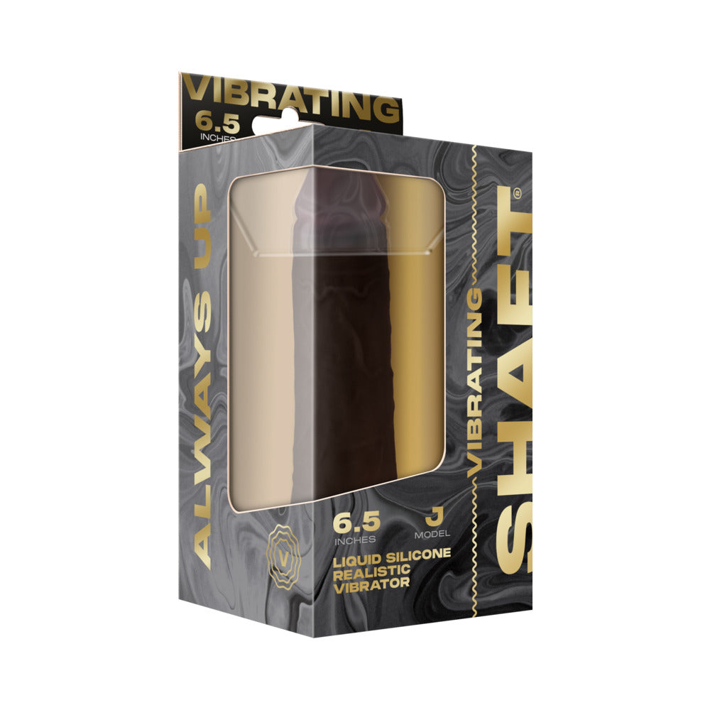 Shaft Vibrating Model J: 6.5 in. Dual Density Silicone Dildo Mahogany