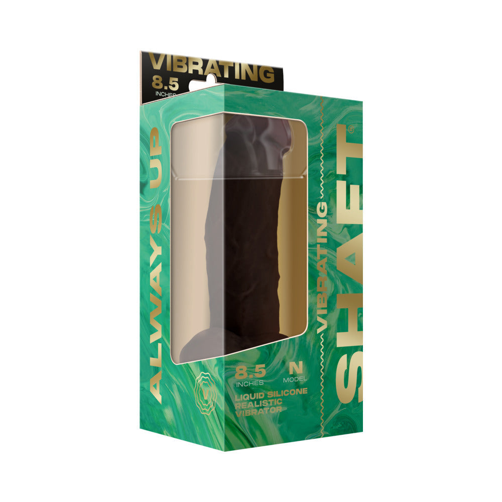 Shaft Vibrating Model N: 8.5 in. Dual Density Silicone Dildo Mahogany