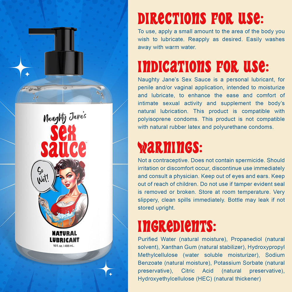 Naughty Jane''s Sex Sauce Natural Lubricant 16 oz.