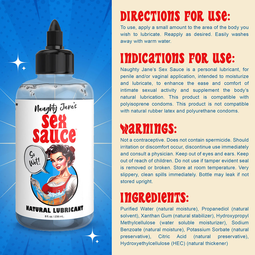 Naughty Jane''s Sex Sauce Natural Lubricant 8 oz.