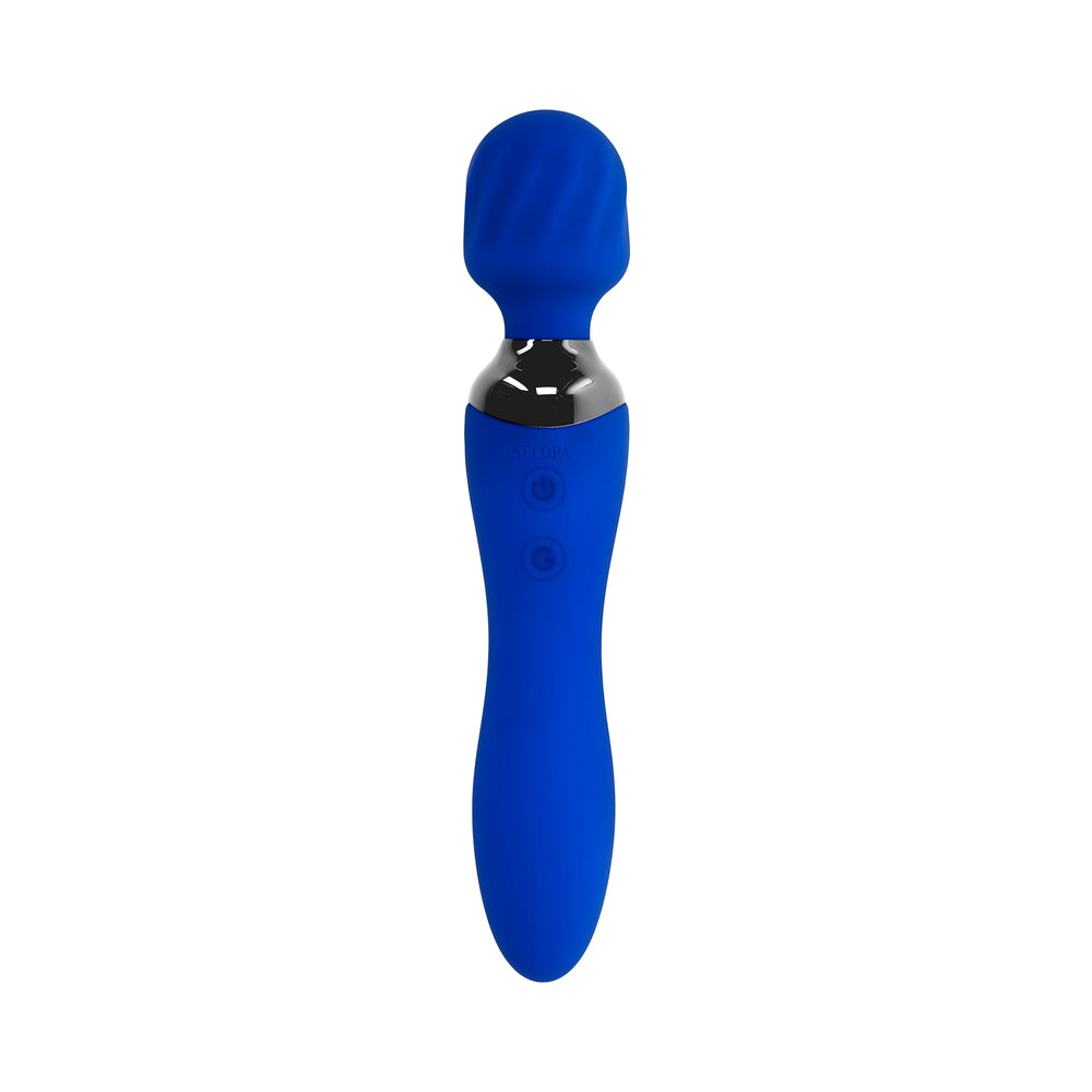 Selopa Blue Belle Rechargeable Dual-Ended Wand Vibrator Silicone Blue