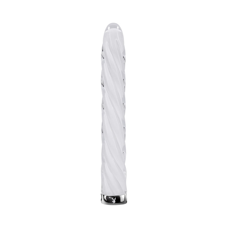 Playboy In A Twist Rechargeable Glass Vibrator White