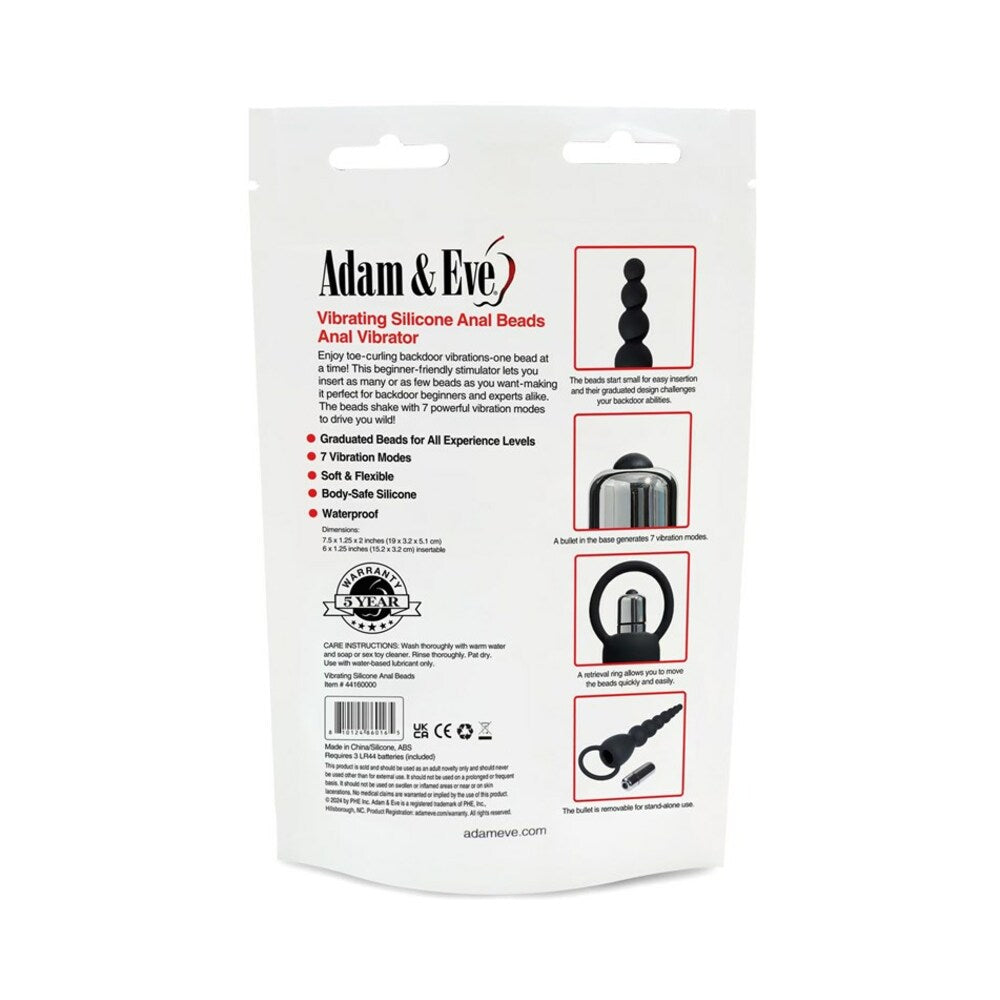 Adam & Eve Vibrating Silicone Anal Beads (Bag Packaging)