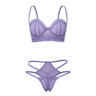 Magic Silk Sheer Passion Demi Bra & High Cut Tanga Very Peri Queen Size