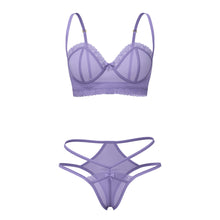 Magic Silk Sheer Passion Demi Bra & High Cut Tanga Very Peri Queen Size