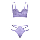 Magic Silk Sheer Passion Demi Bra & High Cut Tanga Very Peri Queen Size