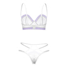 Magic Silk Sheer Passion Demi Bra & High Cut Tanga White/Lavender S/M