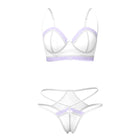 Magic Silk Sheer Passion Demi Bra & High Cut Tanga White/Lavender L/XL