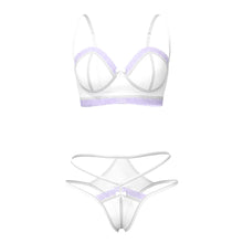Magic Silk Sheer Passion Demi Bra & High Cut Tanga White/Lavender L/XL
