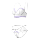 Magic Silk Sheer Passion Demi Bra & High Cut Tanga White/Lavender L/XL